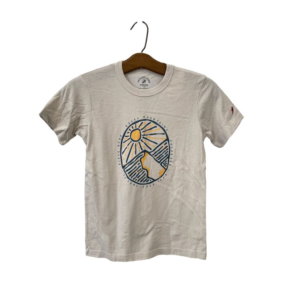 League 91 Rocky Mountains Graphic T Shirt Kids Medium 7 8 Heather Canvas Tee NEW